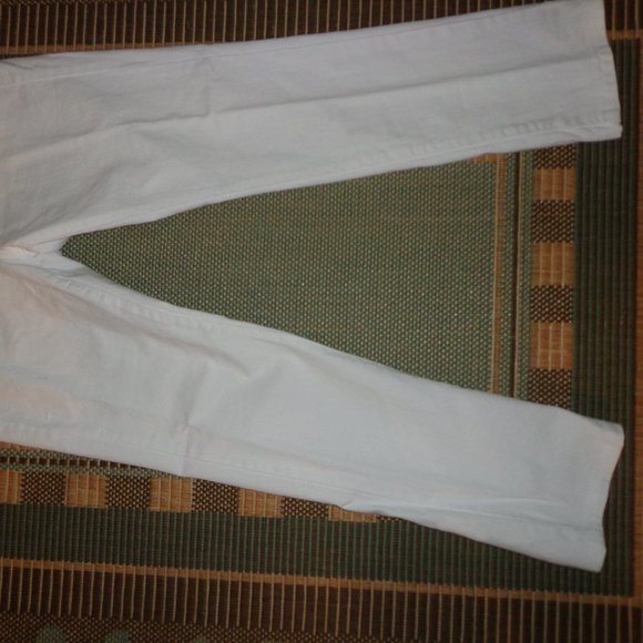 Garnet Hill Slim Stretch Jean 4P White Zip/Button Closure Straight Leg - Picture 8 of 11